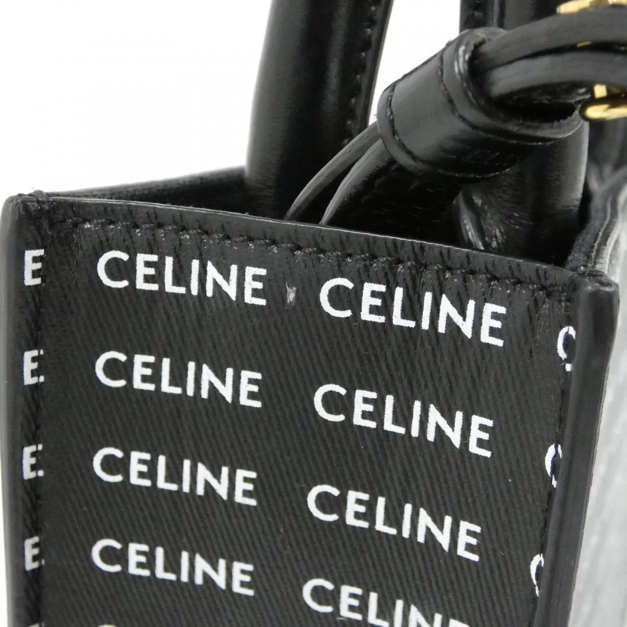 CELINE Cabas 194372DT2 Handbag Leather 黑色 皮革 中古品A - 縮圖 5
