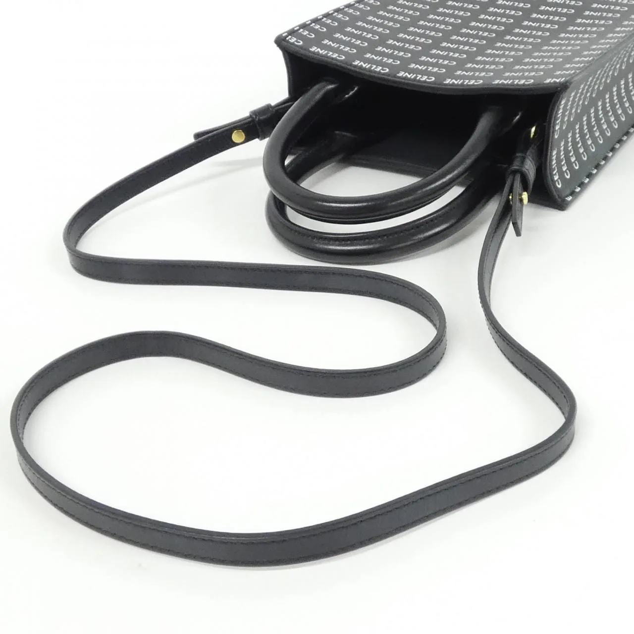 CELINE Cabas 194372DT2 Handbag Leather 黑色 皮革 中古品A - 縮圖 8