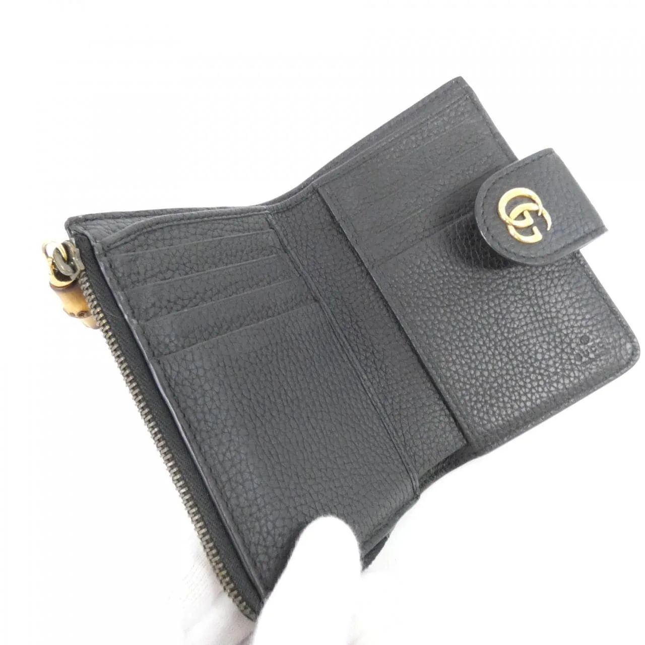 GUCCI 739498 AABXM Wallet Leather 黑色 皮革 中古品A - 縮圖 4