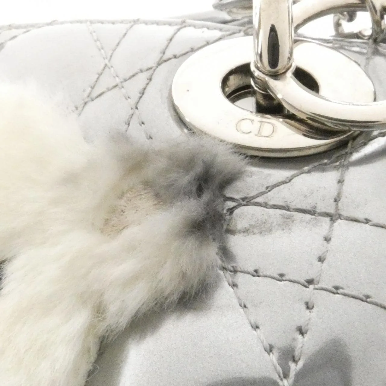 DIOR Handbag Patent Leather 銀色 漆皮 中古品A - 縮圖 4