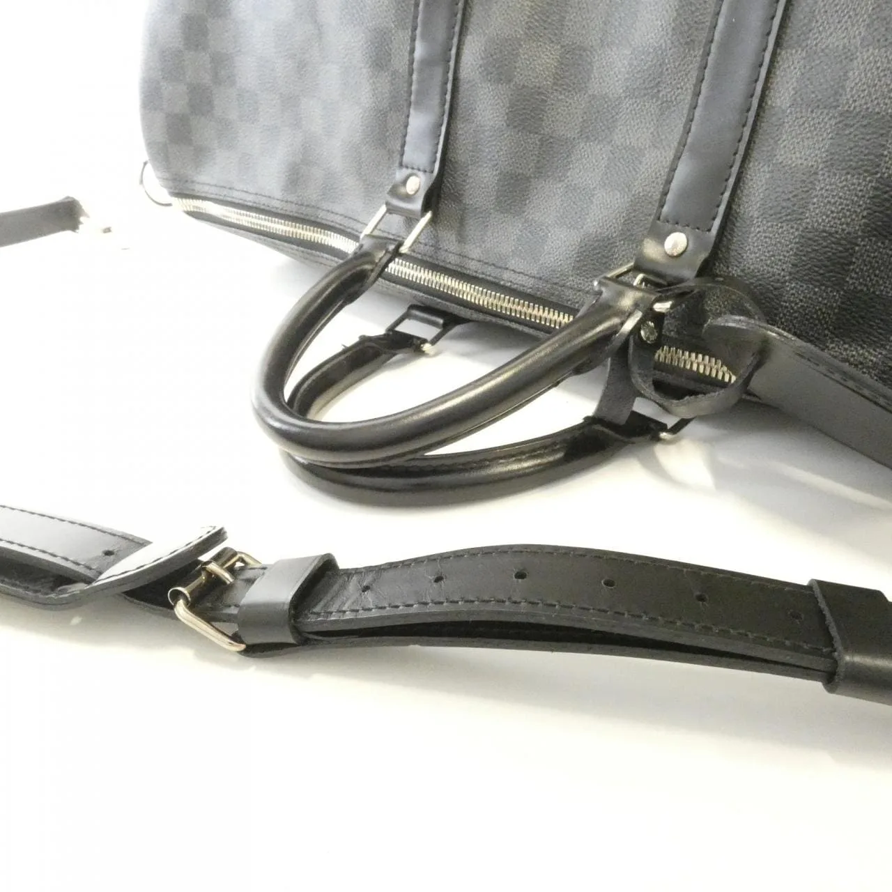 LOUIS VUITTON Keepall N41413 Boston Damier 黑色 Damier 中古品B - 縮圖 4
