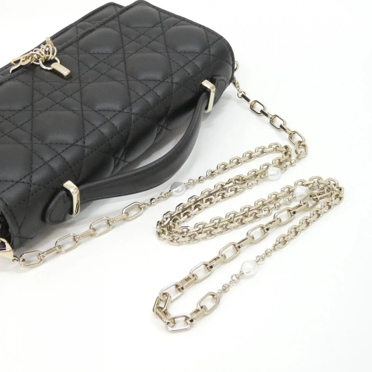 DIOR S0980ONMJ Handbag Lambskin 黑色 羊皮 中古品A - 縮圖 6