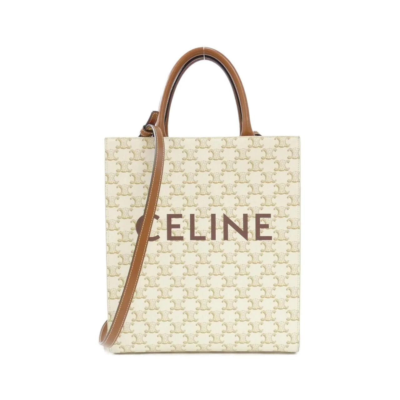 CELINE Cabas 191542BZK Tote Canvas White