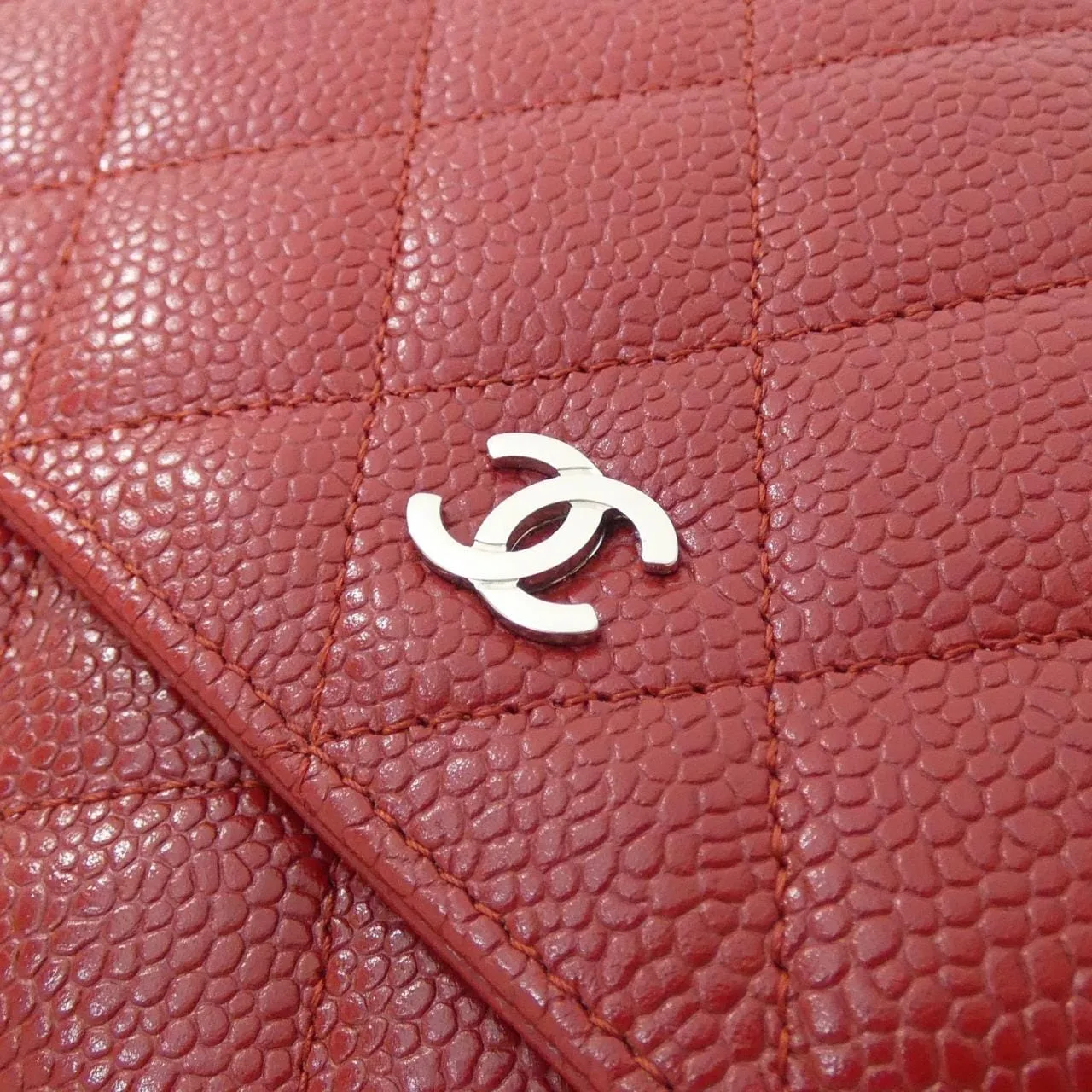 CHANEL Timeless Classic 33814 Wallet Grained Calfskin Red Grained Calfskin Rank A - Thumbnail 4