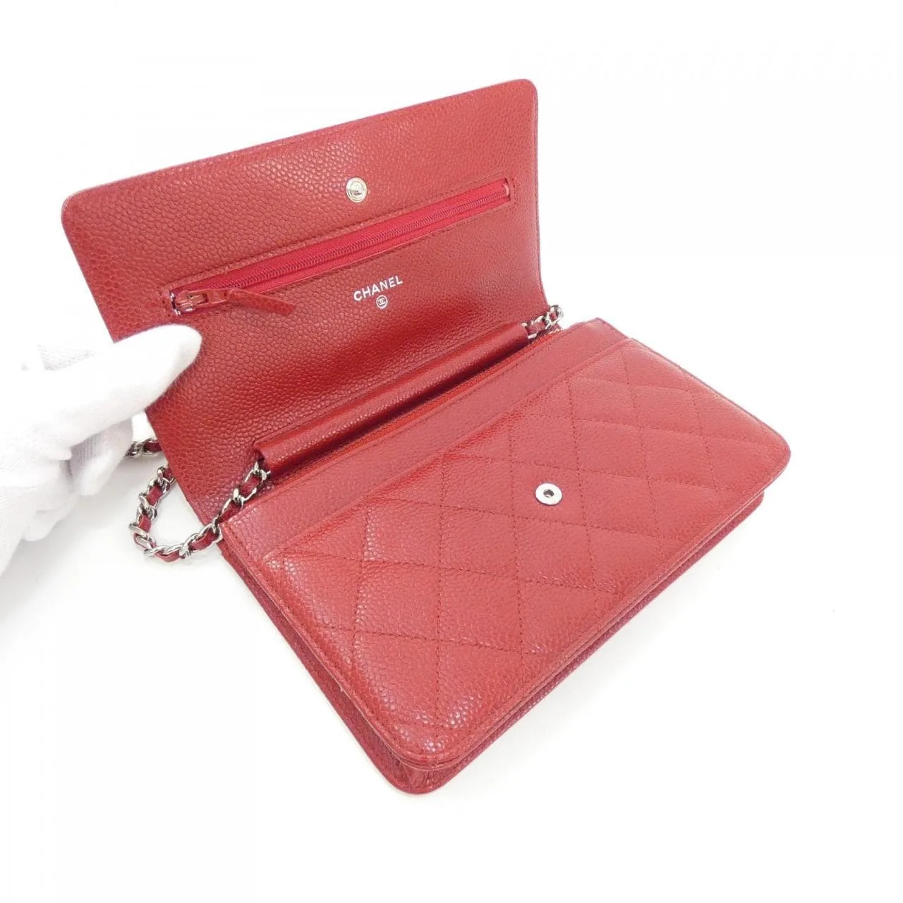 CHANEL Timeless Classic 33814 Wallet Grained Calfskin Red Grained Calfskin Rank A - Thumbnail 7