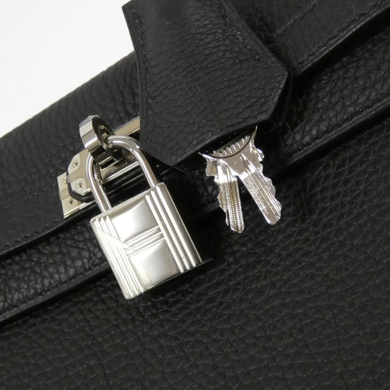 HERMES Kelly 044624CK Handbag Togo Black Togo Leather Rank A - Thumbnail 4