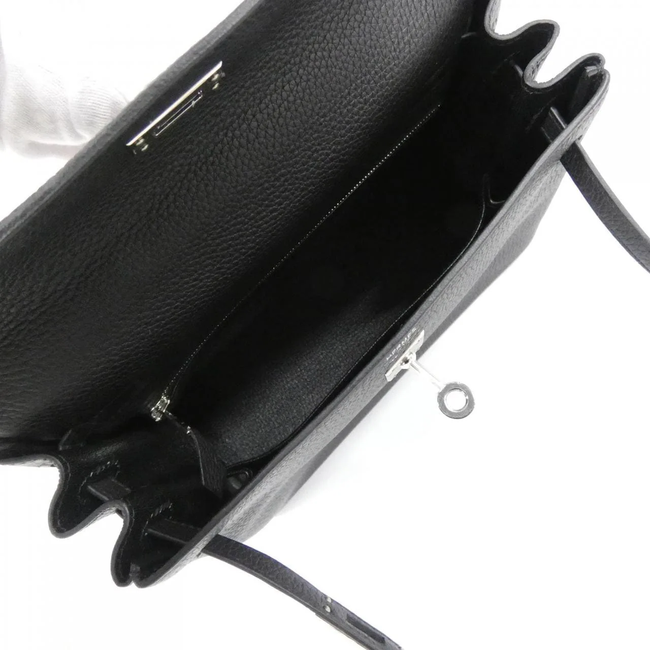 HERMES Kelly 044624CK Handbag Togo Black Togo Leather Rank A - Thumbnail 7