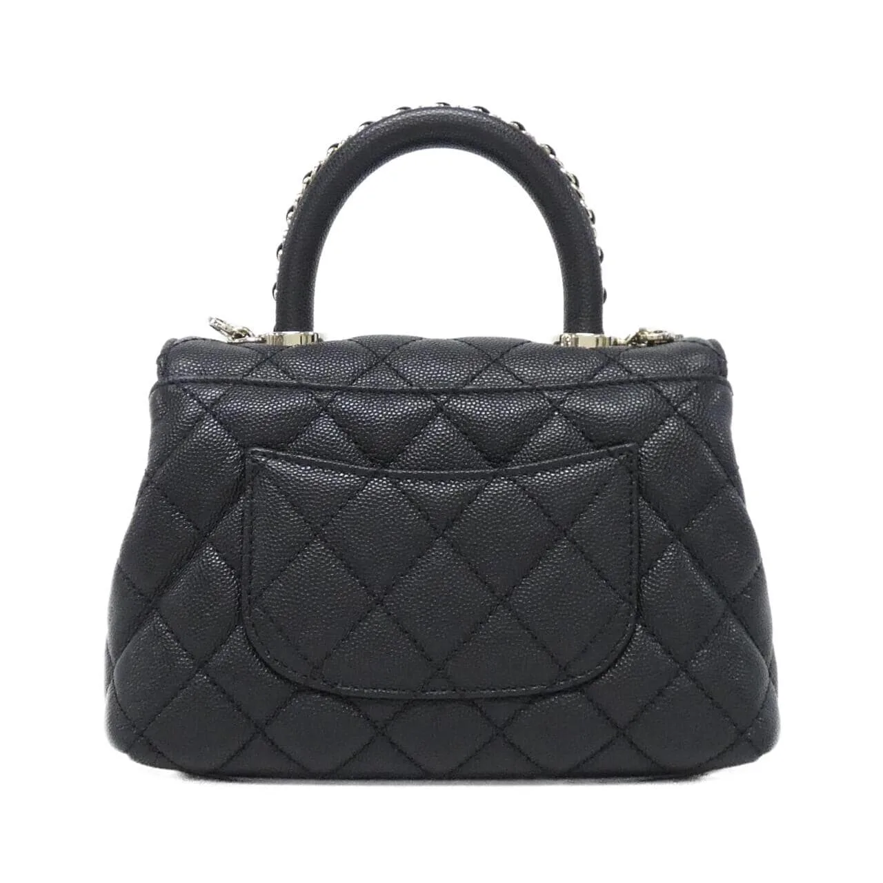 CHANEL Coco Handle AS2215 Handbag Grained Calfskin 黑色 荔枝紋牛皮 未使用品 - 縮圖 2