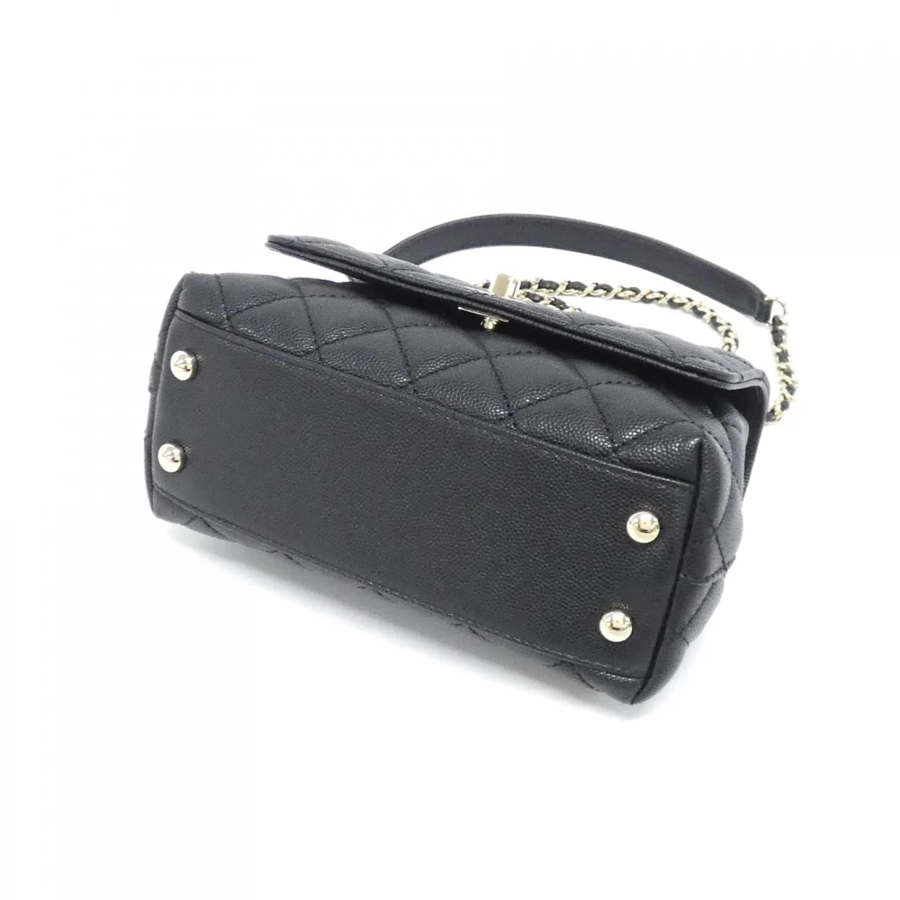 CHANEL Coco Handle AS2215 Handbag Grained Calfskin 黑色 荔枝紋牛皮 未使用品 - 縮圖 3