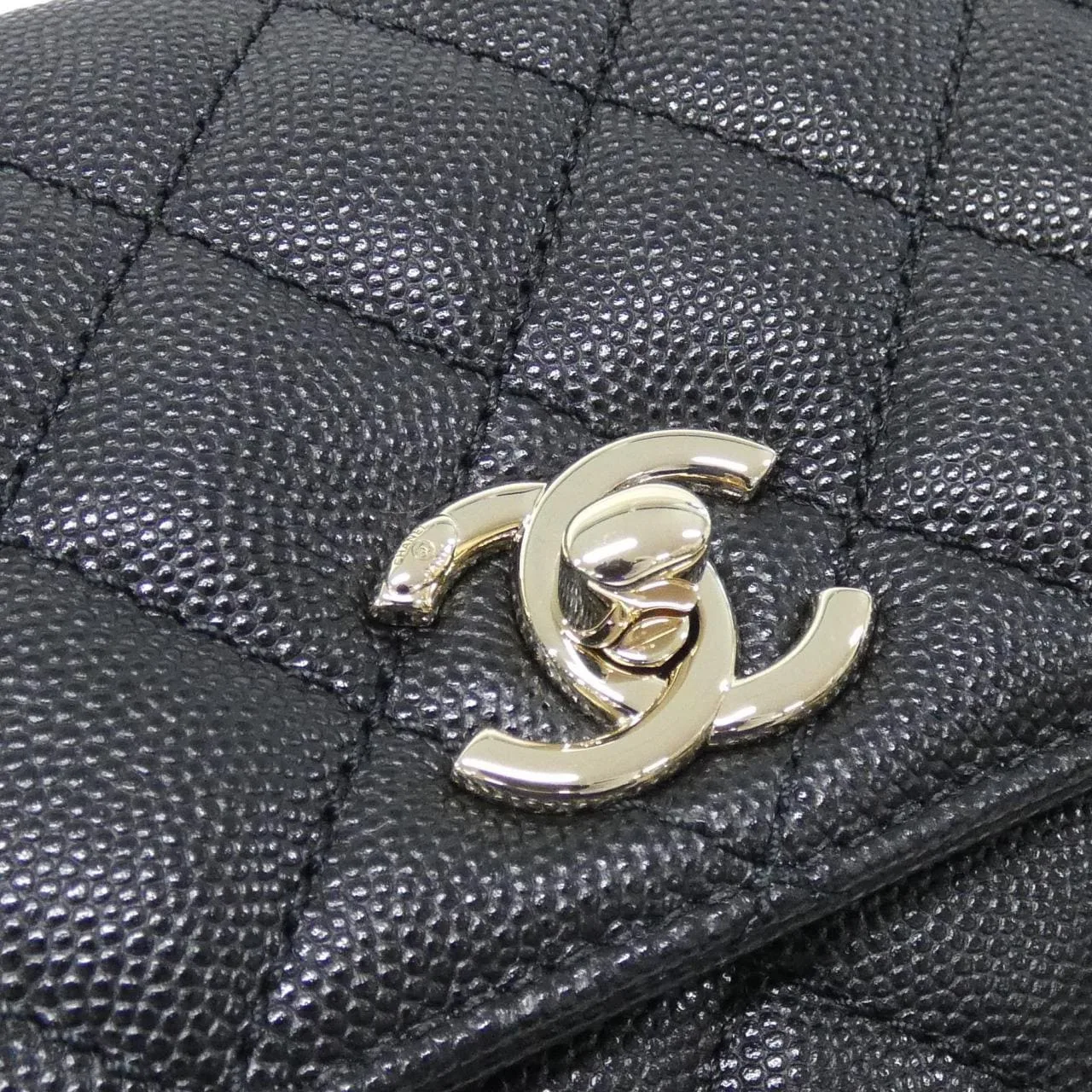 CHANEL Coco Handle AS2215 Handbag Grained Calfskin 黑色 荔枝紋牛皮 未使用品 - 縮圖 4