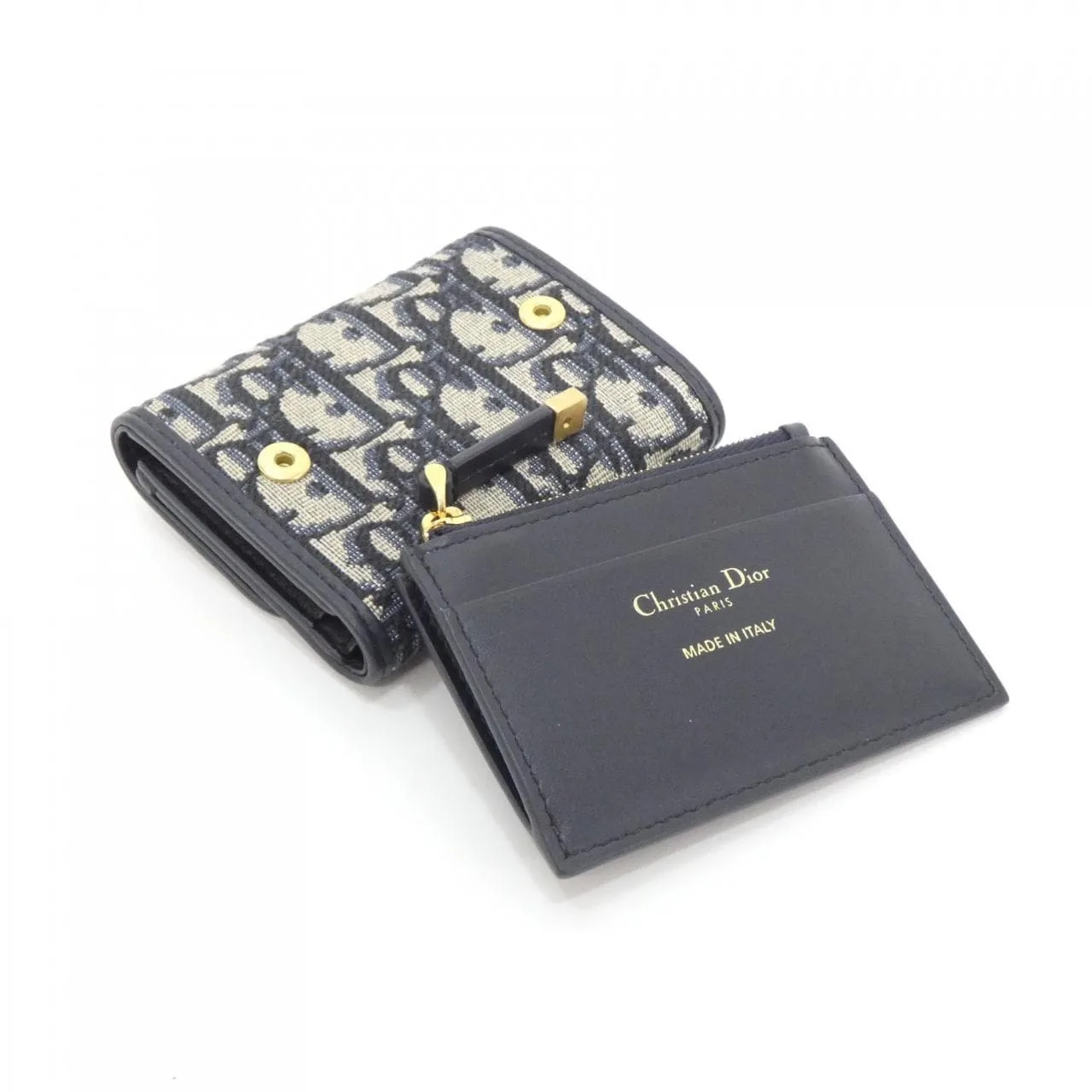 DIOR 30 Montaigne Wallet Canvas 黑色 帆布 中古品A - 縮圖 3