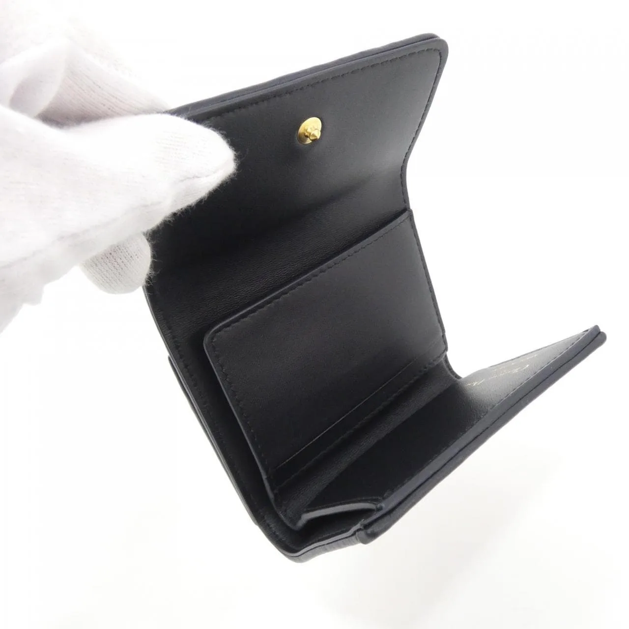 DIOR 30 Montaigne Wallet Canvas 黑色 帆布 中古品A - 縮圖 4