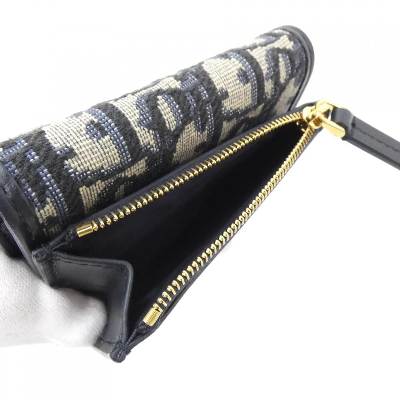 DIOR 30 Montaigne Wallet Canvas 黑色 帆布 中古品A - 縮圖 5