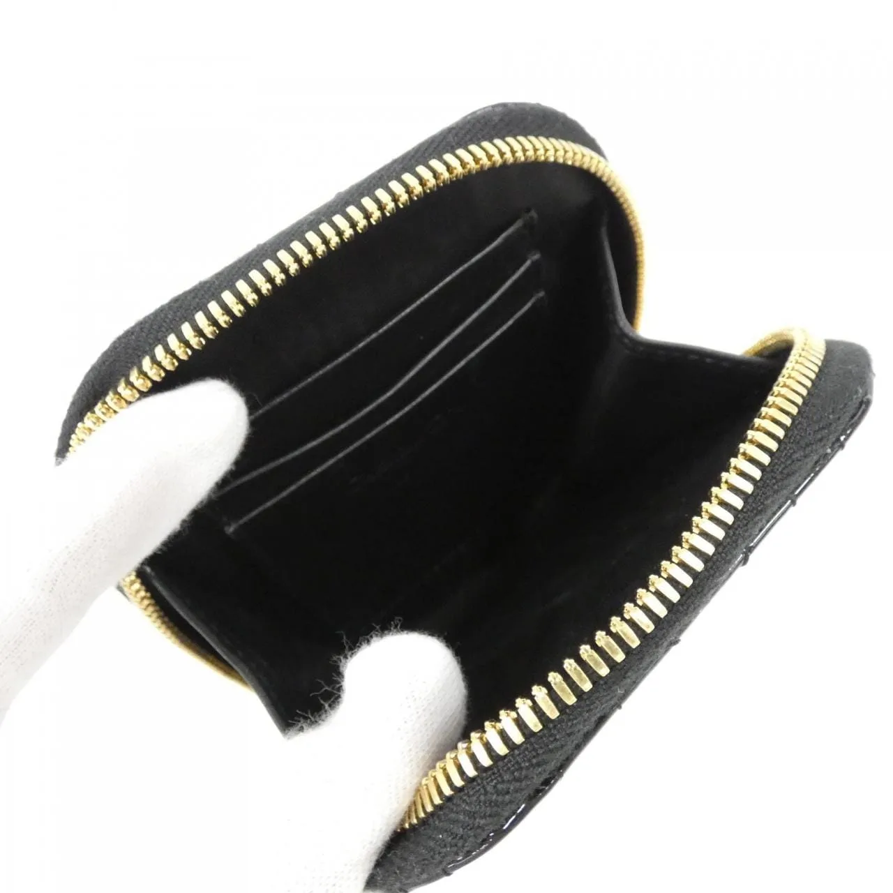 DIOR Lady Dior S0872OVRB Wallet Patent Leather 黑色 漆皮 中古品A - 縮圖 7