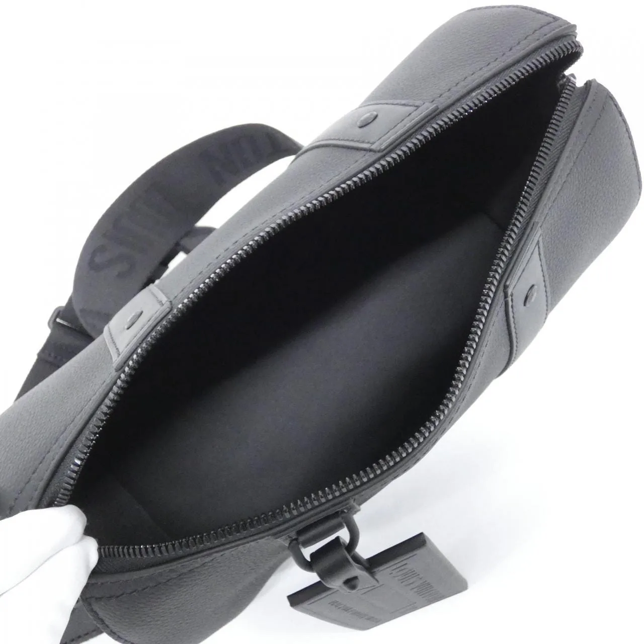 LOUIS VUITTON Keepall M59255 Shoulder Lambskin 黑色 羊皮 中古品A - 縮圖 6