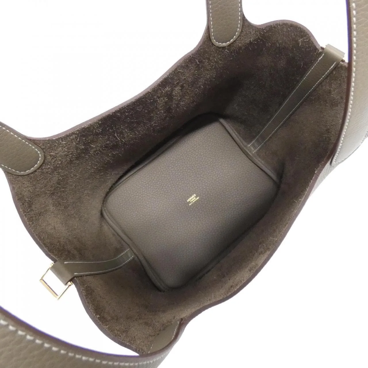 HERMES Picotin 060991CC Handbag Clemence Etoupe Clemence Leather Rank A - Thumbnail 6