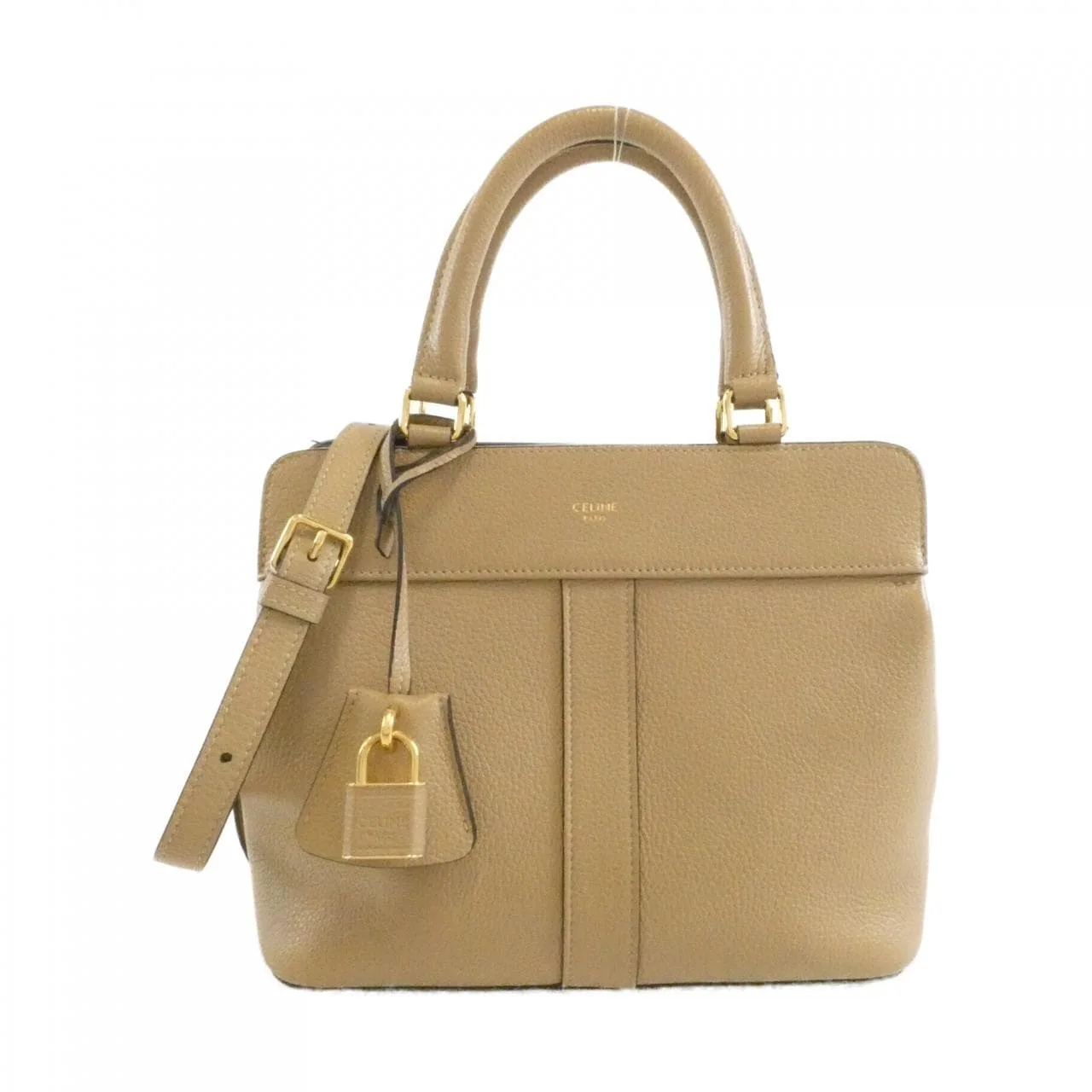 CELINE Cabas 191963CRE Handbag Leather Beige