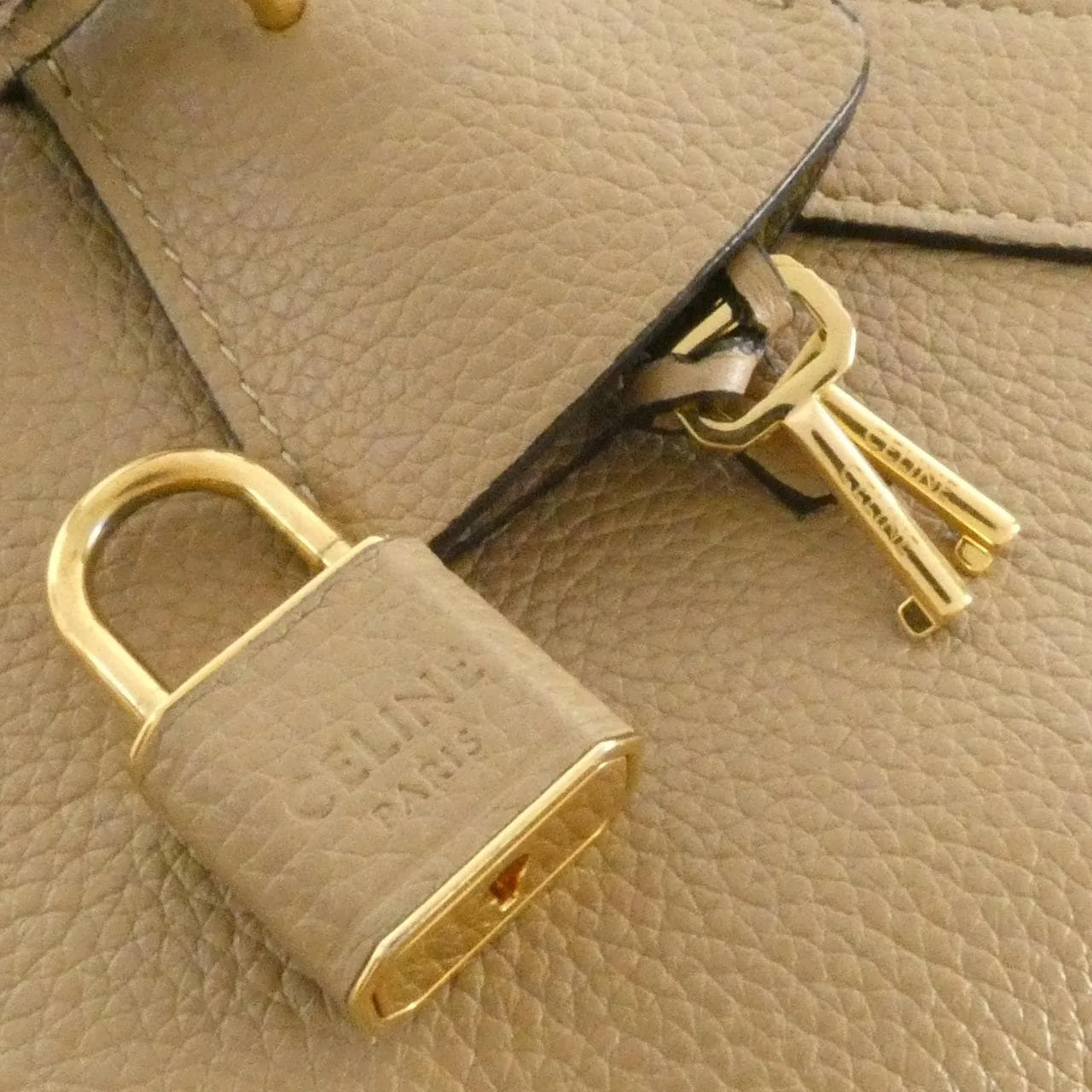 CELINE Cabas 191963CRE Handbag Leather Beige Leather Rank B - Thumbnail 6