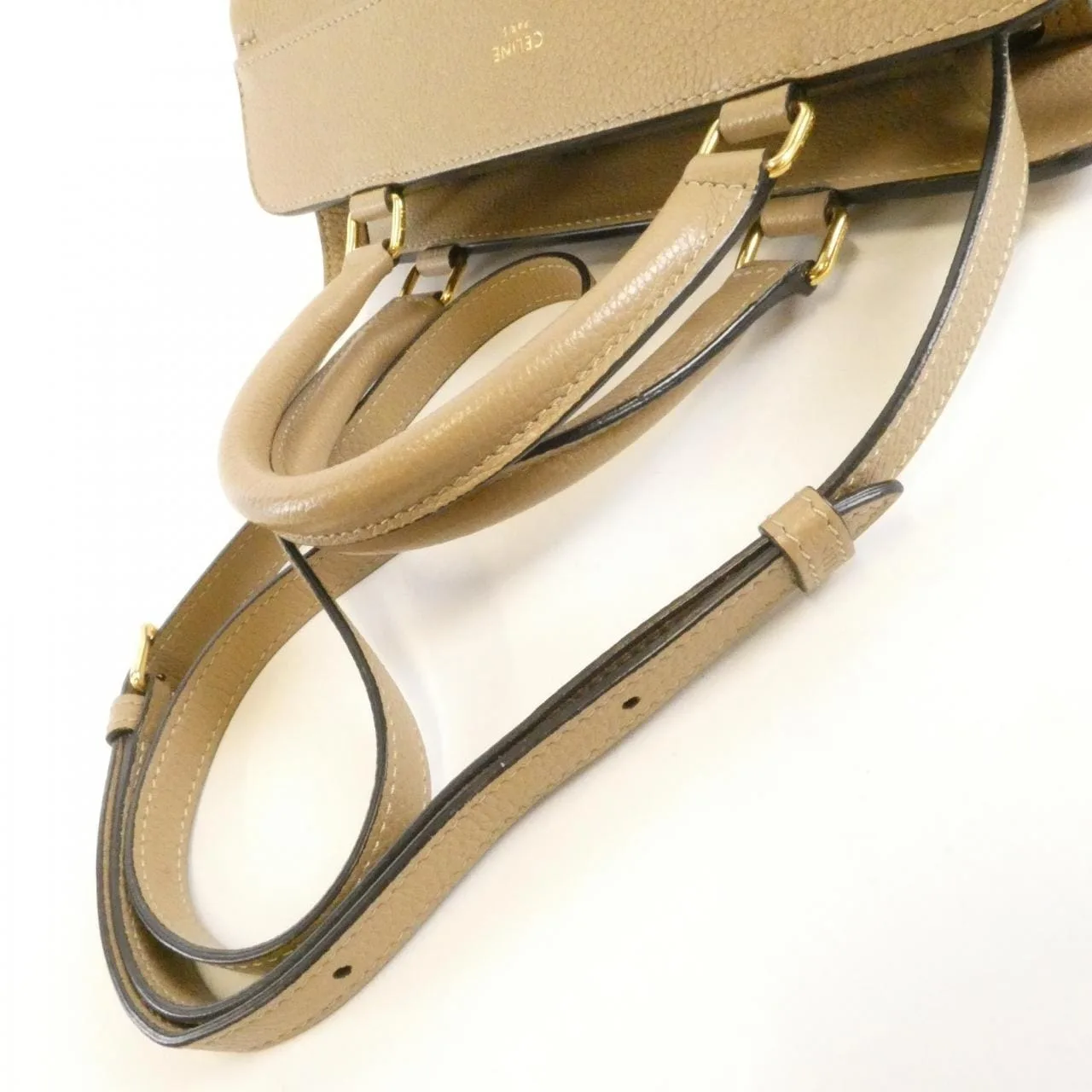 CELINE Cabas 191963CRE Handbag Leather Beige Leather Rank B - Thumbnail 7