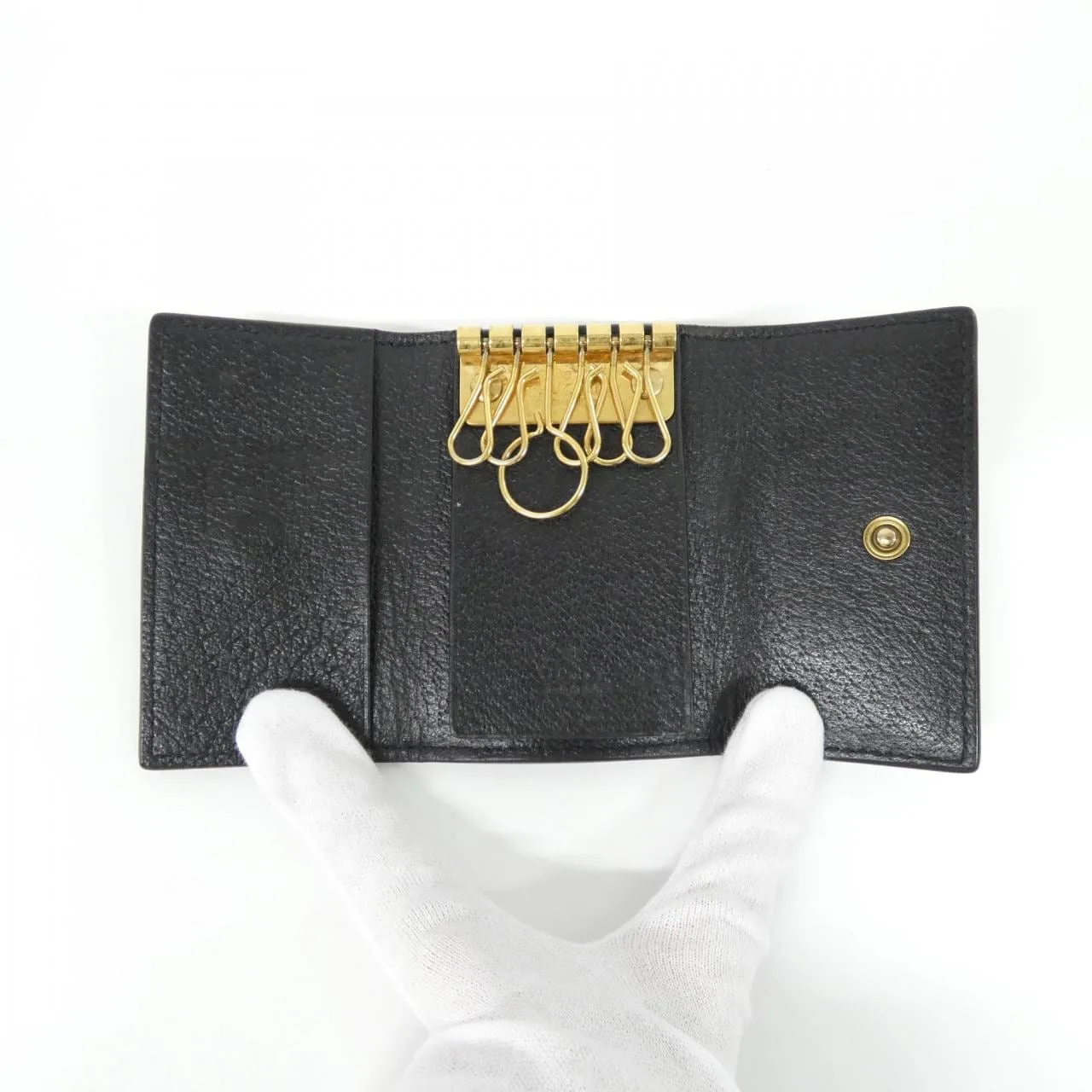 GUCCI 523683 DJ20T Key Case Leather 黑色 皮革 中古品A - 縮圖 4