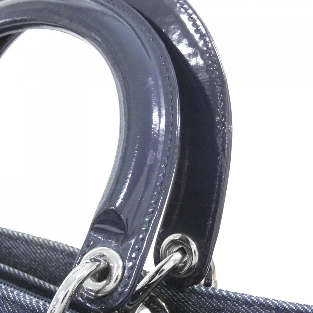 DIOR Lady Dior 手提包 漆皮 藍色 漆皮 中古品A - 縮圖 7