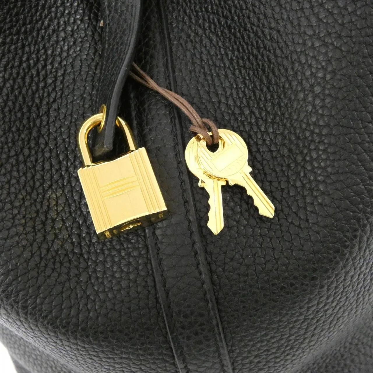 HERMES Picotin 060991CC Handbag Clemence 黑色 Clemence 皮 中古品A - 縮圖 4