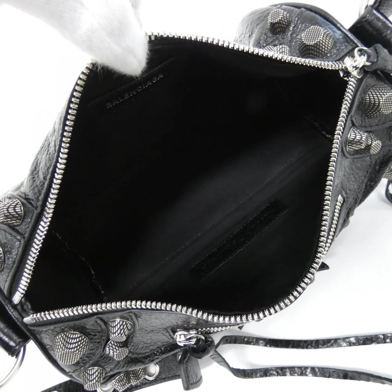 BALENCIAGA Le Cagole 771716 210KR Shoulder Lambskin 黑色 羊皮 中古品A - 縮圖 6