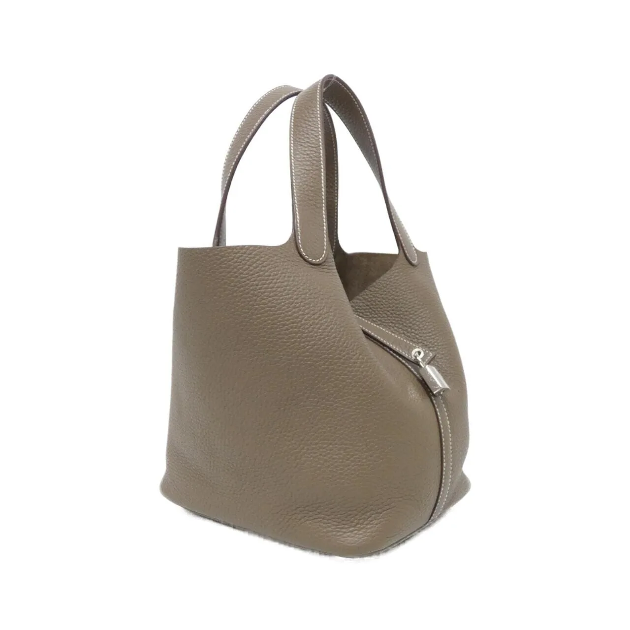 HERMES Picotin 060991CK Handbag Clemence Etoupe