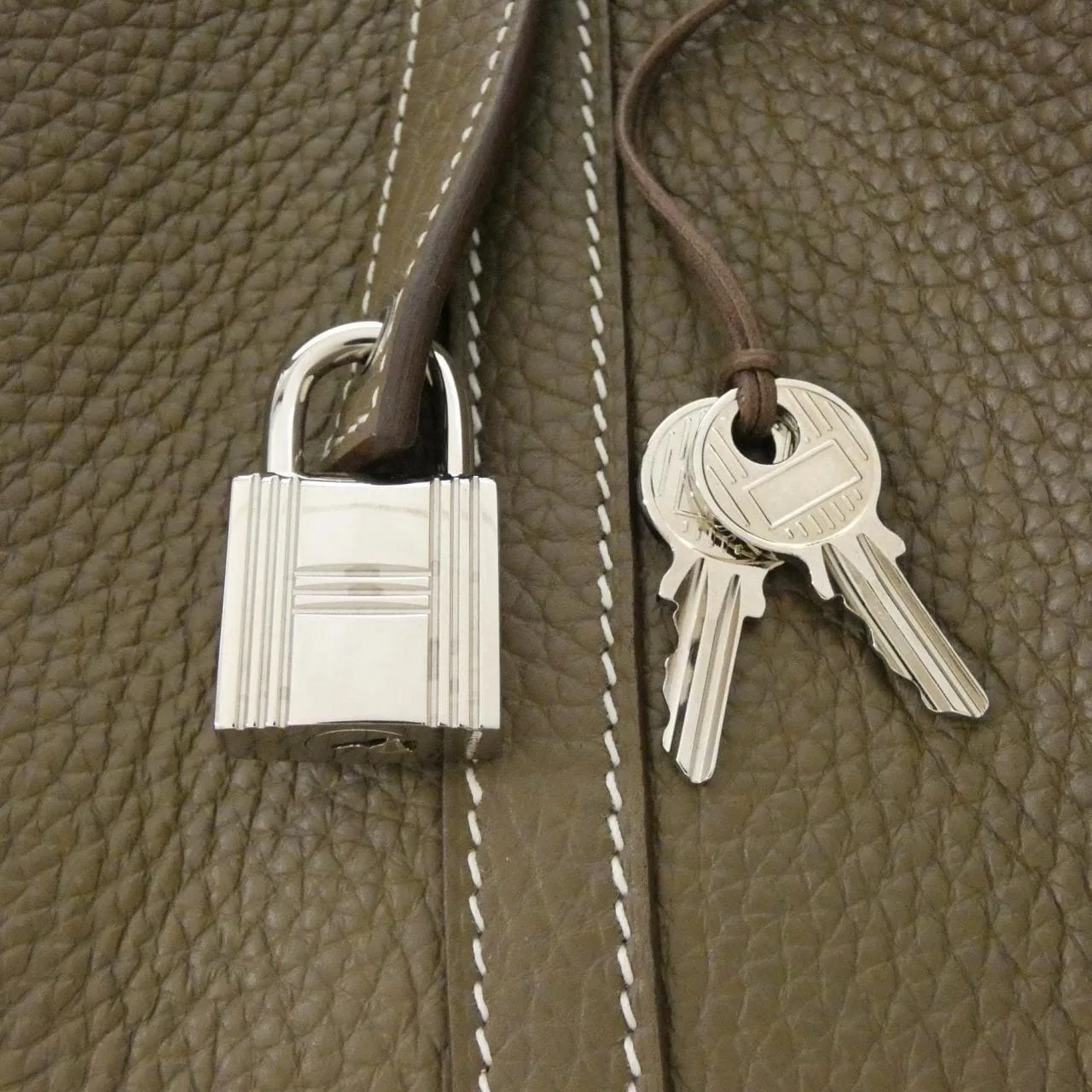 HERMES Picotin 060991CK Handbag Clemence Etoupe Clemence Leather Rank A - Thumbnail 3