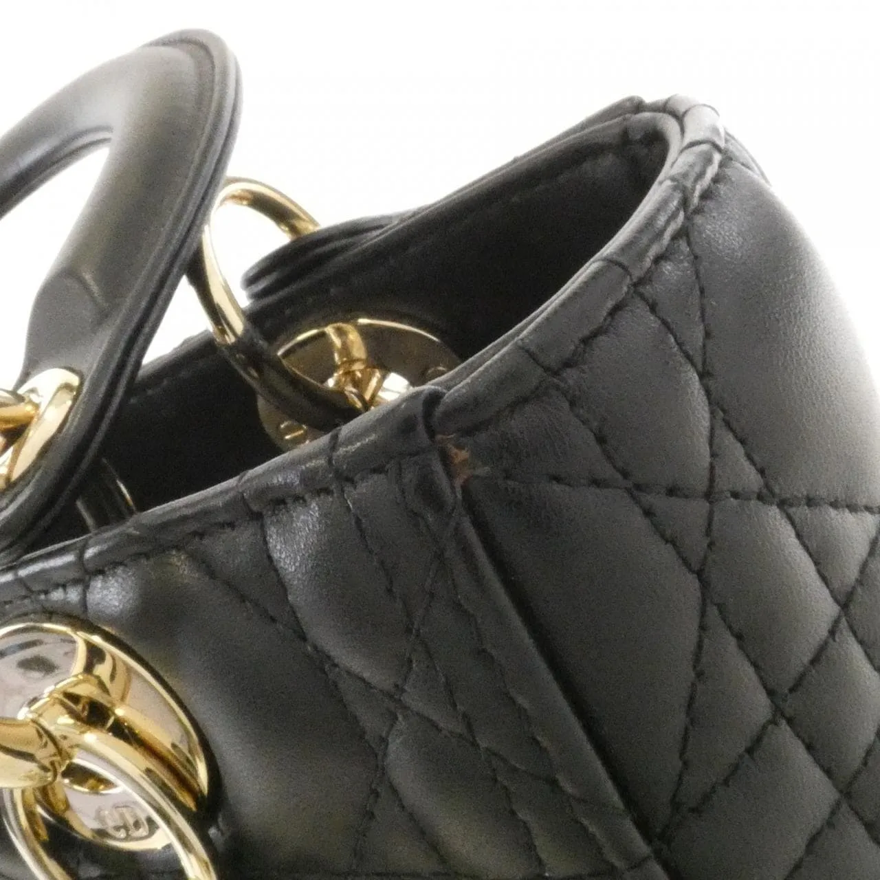 DIOR Lady Dior M0565ONGE Handbag Lambskin 黑色 羊皮 中古品B - 縮圖 4