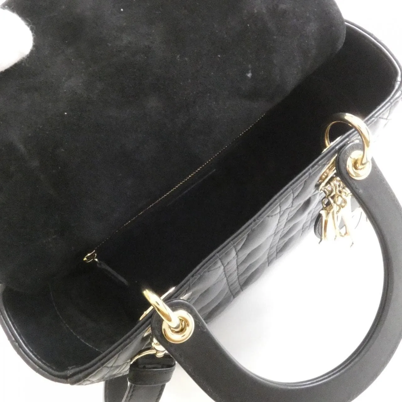 DIOR Lady Dior M0565ONGE Handbag Lambskin 黑色 羊皮 中古品B - 縮圖 8