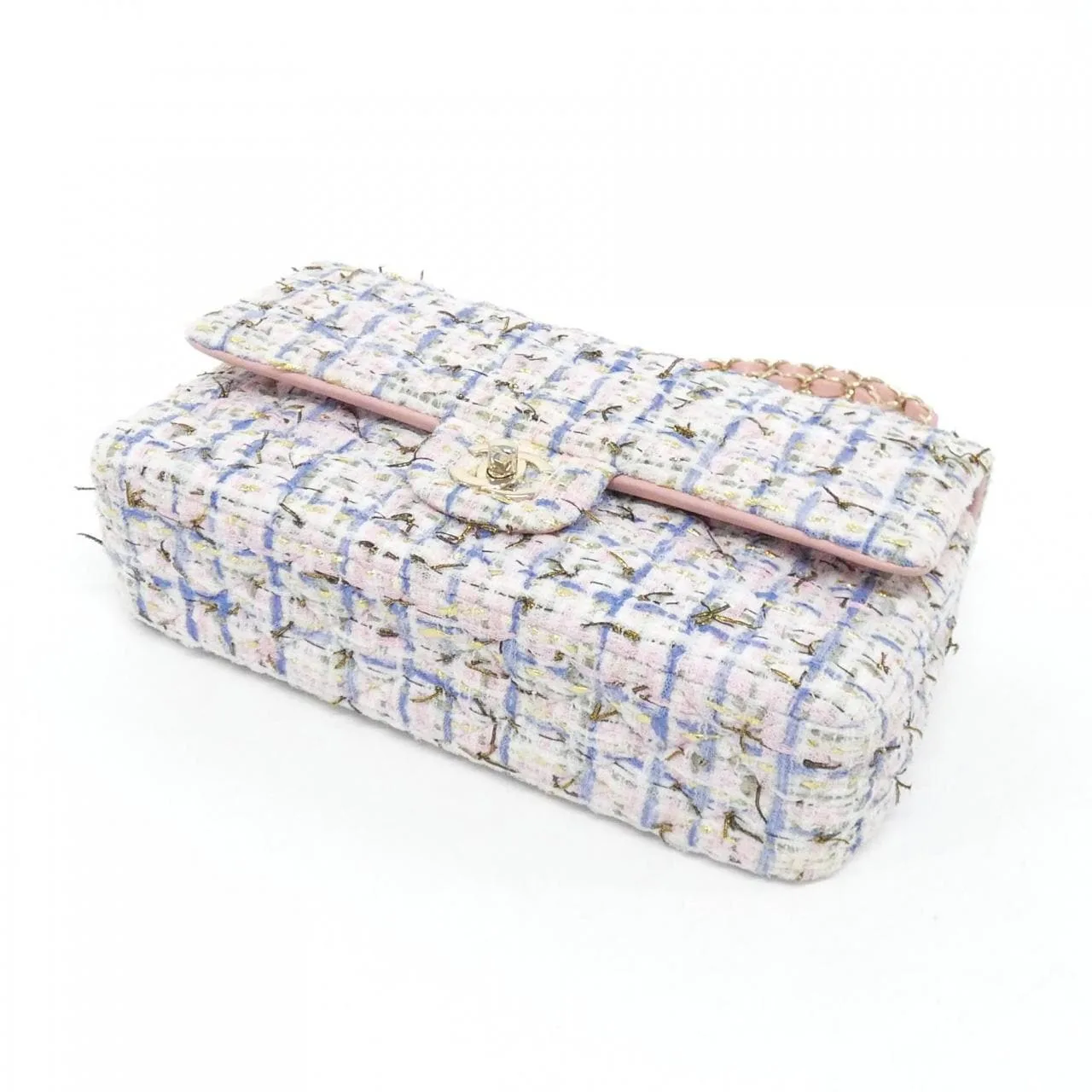 CHANEL Matelasse 1112 Shoulder Tweed White Tweed Rank A - Thumbnail 3