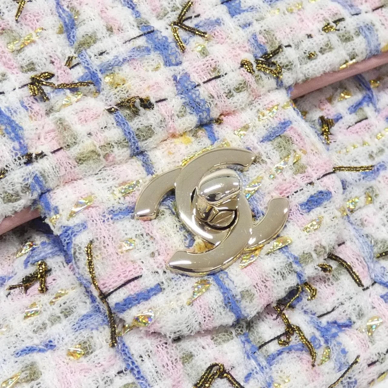 CHANEL Matelasse 1112 Shoulder Tweed White Tweed Rank A - Thumbnail 4