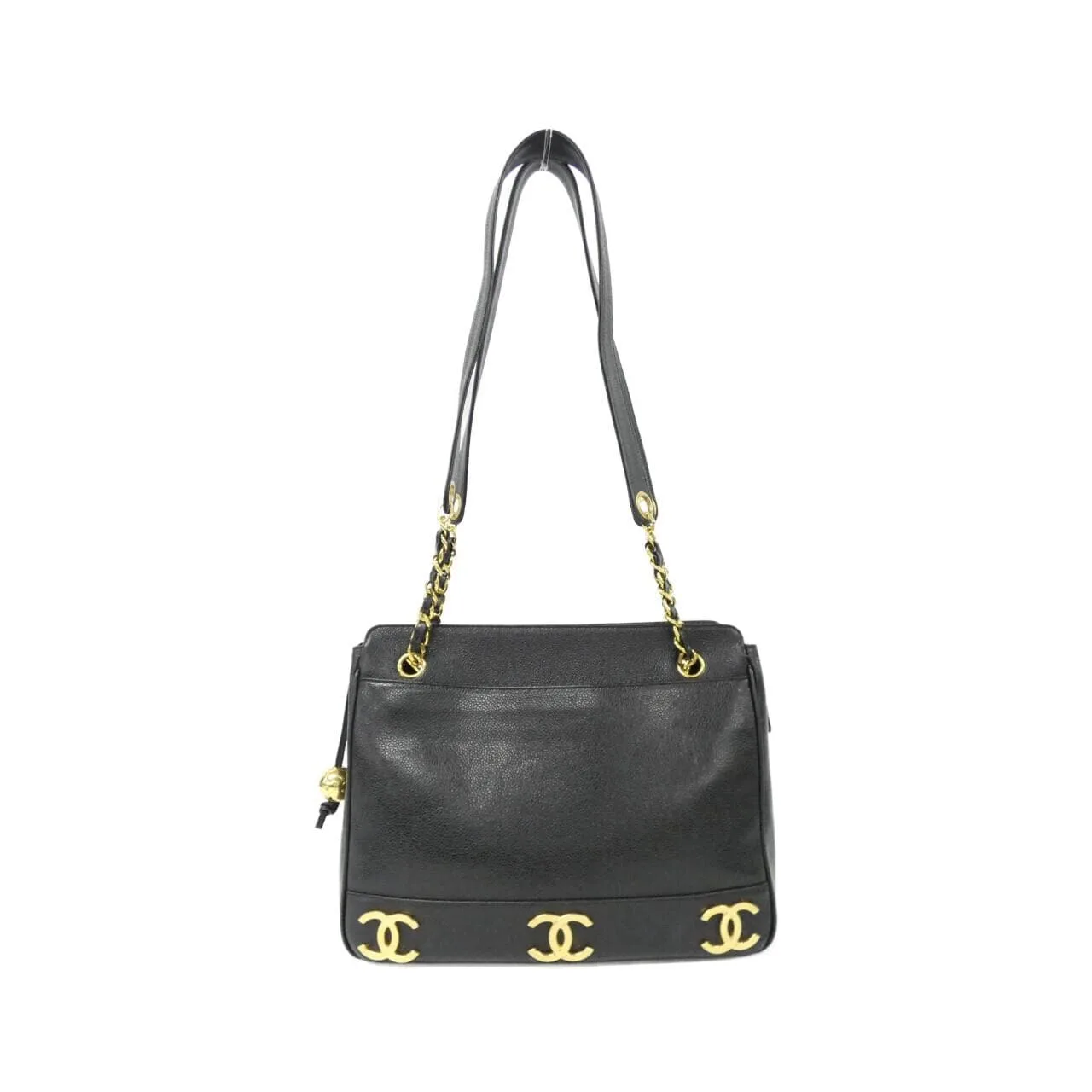 CHANEL 03675 Shoulder Grained Calfskin Black