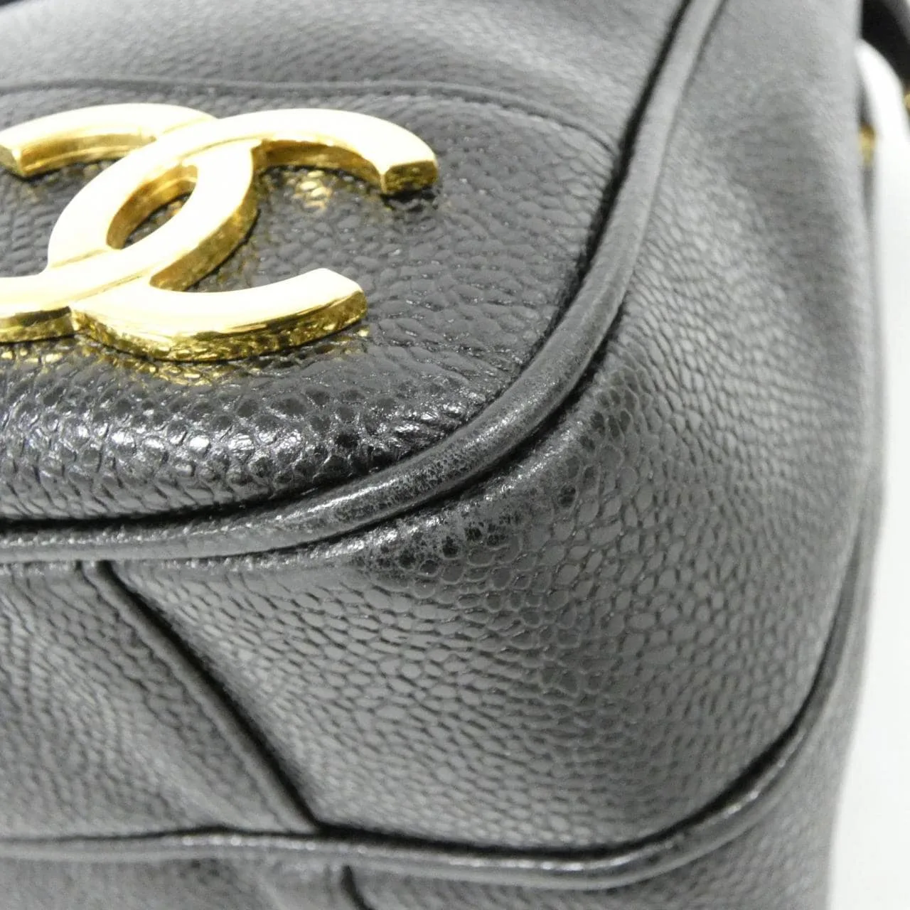 CHANEL 03675 Shoulder Grained Calfskin Black Grained Calfskin Rank A - Thumbnail 2