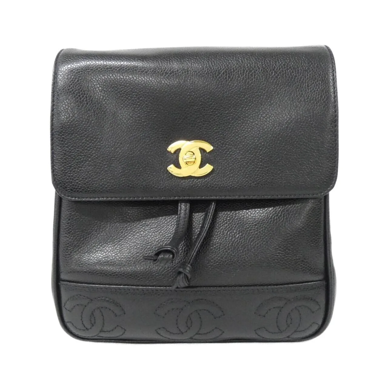CHANEL 07266 Backpack Grained Calfskin Black