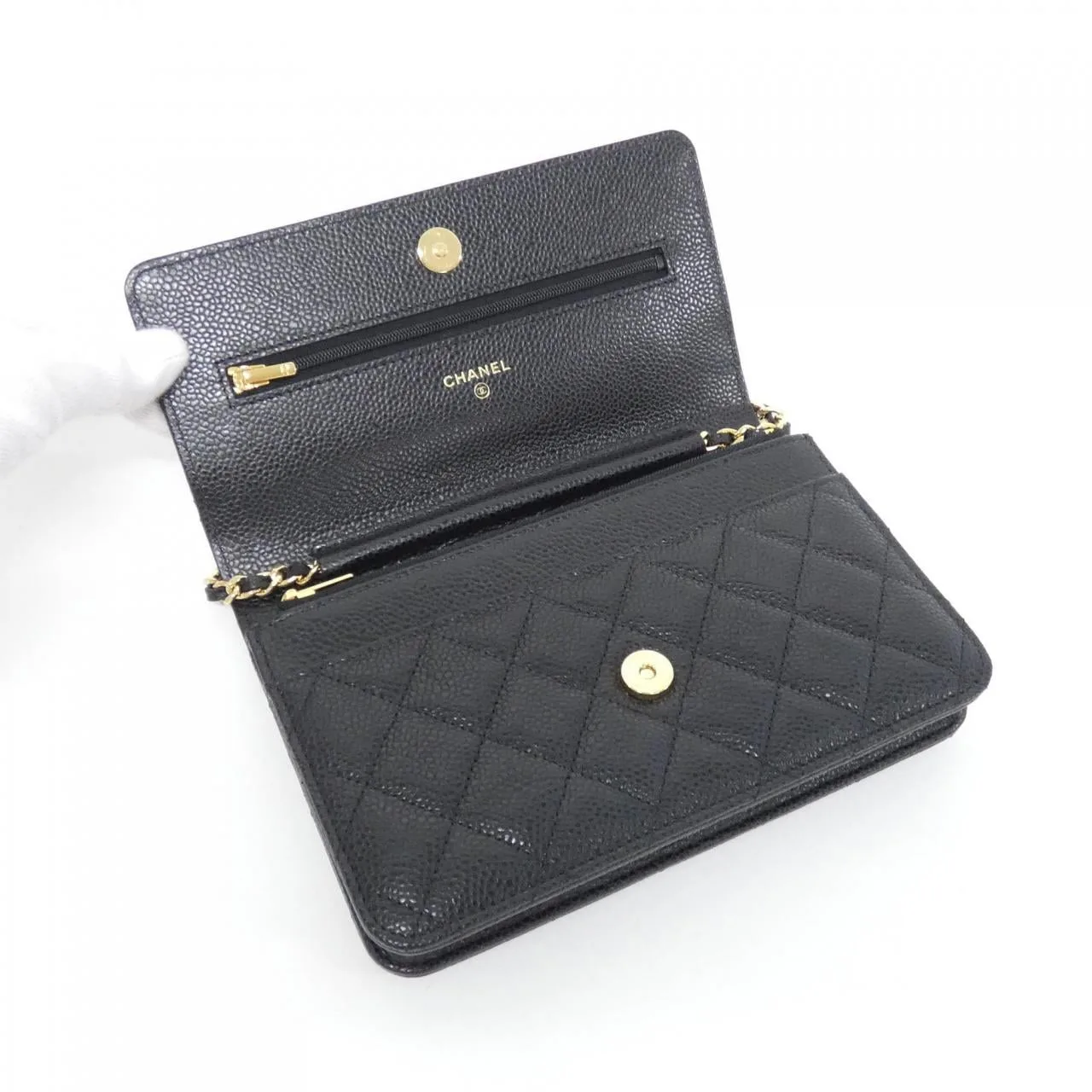 CHANEL Timeless Classic AP0250 Wallet Grained Calfskin 黑色 荔枝紋牛皮 中古品A - 縮圖 6