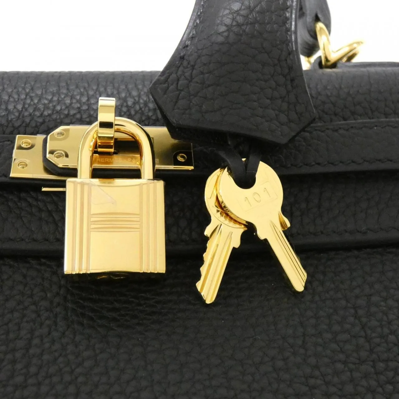 HERMES Kelly 044624CC Handbag Togo Black Togo Leather Rank A - Thumbnail 4