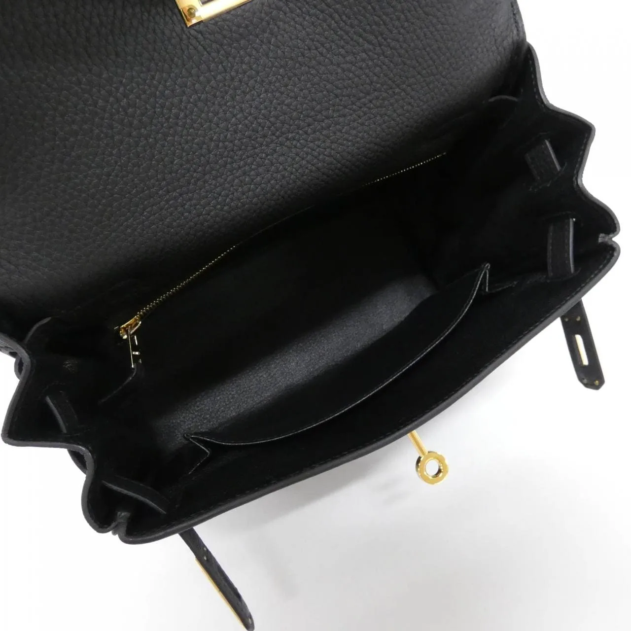 HERMES Kelly 044624CC Handbag Togo Black Togo Leather Rank A - Thumbnail 6