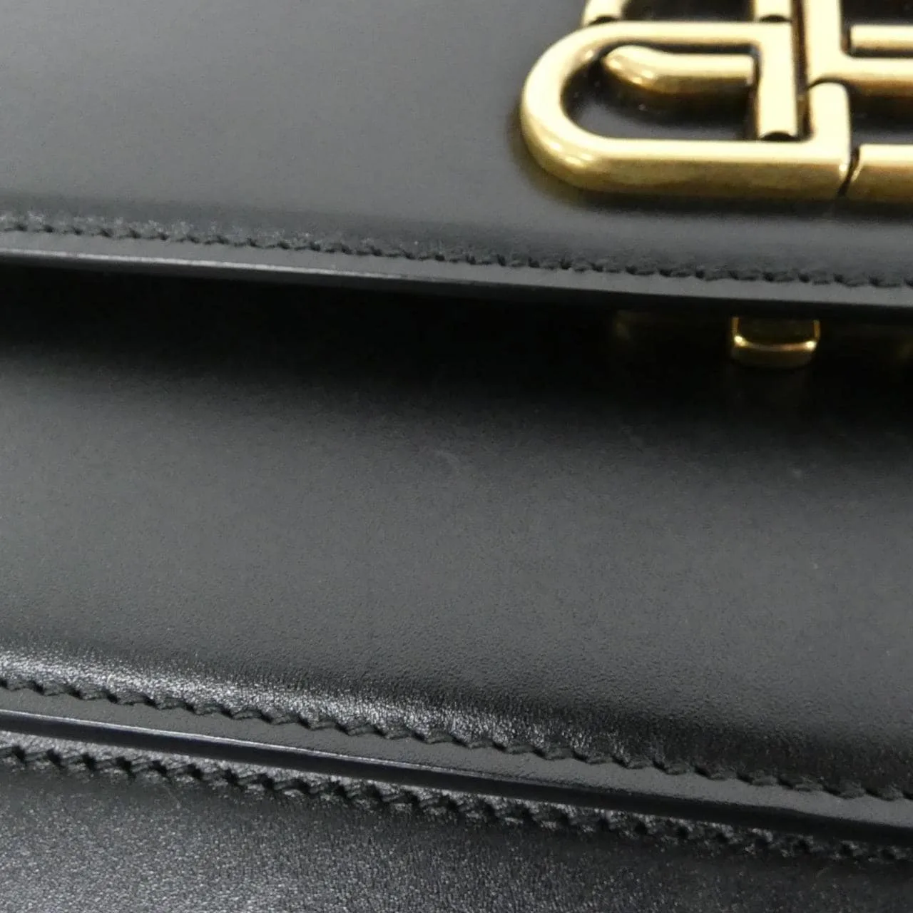 BALENCIAGA 580642 0D22M Handbag Leather 黑色 皮革 中古品A - 縮圖 4