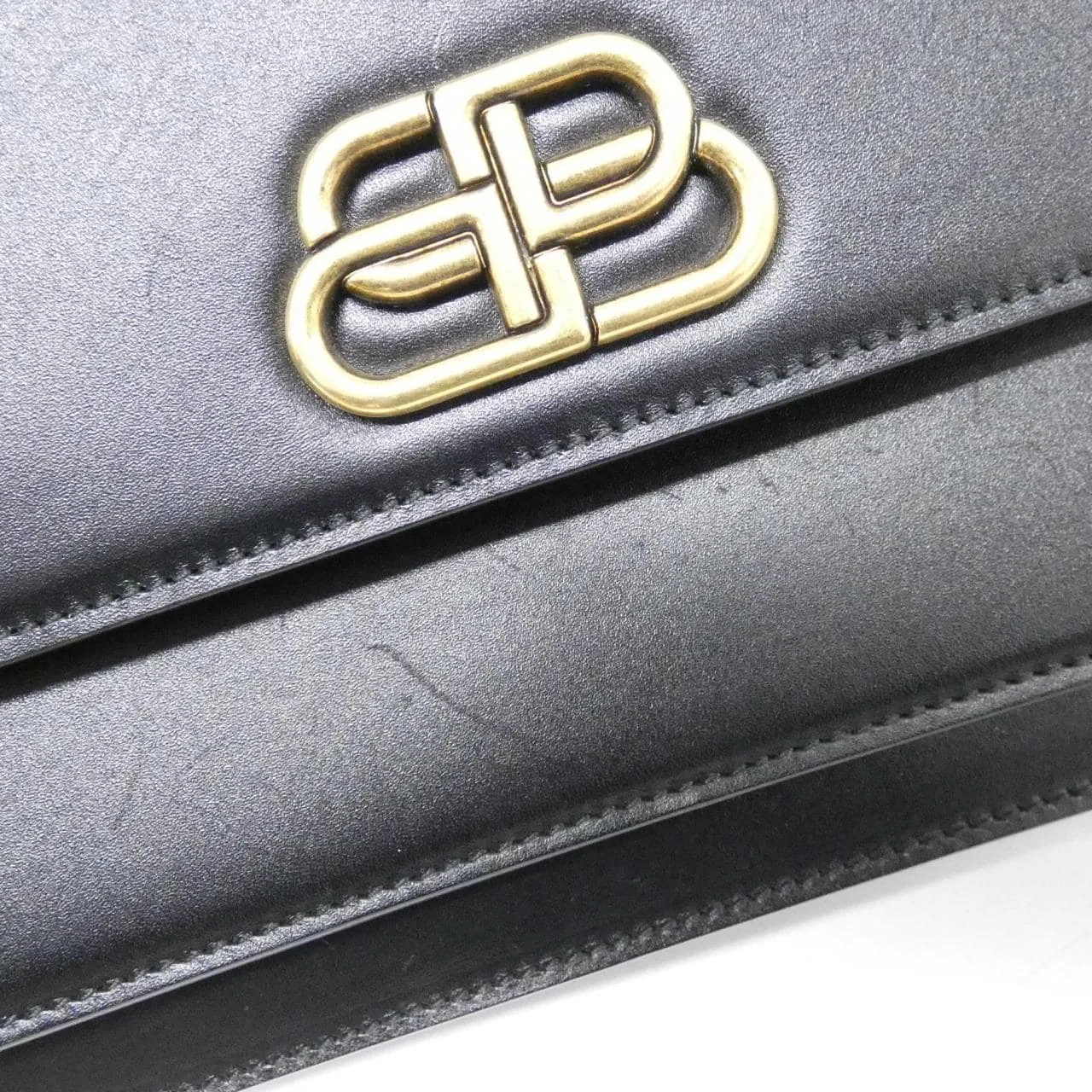 BALENCIAGA 580642 0D22M Handbag Leather 黑色 皮革 中古品A - 縮圖 5