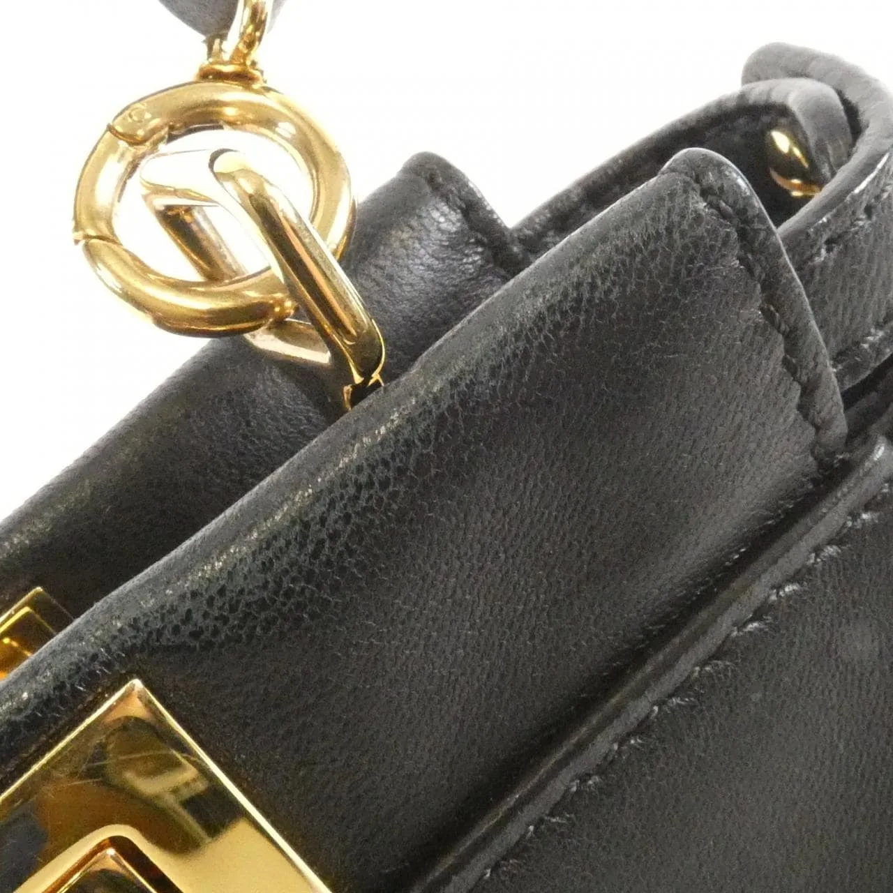 FENDI Peekaboo 8M0355 K47 Handbag Lambskin Black Lambskin Rank B - Thumbnail 3