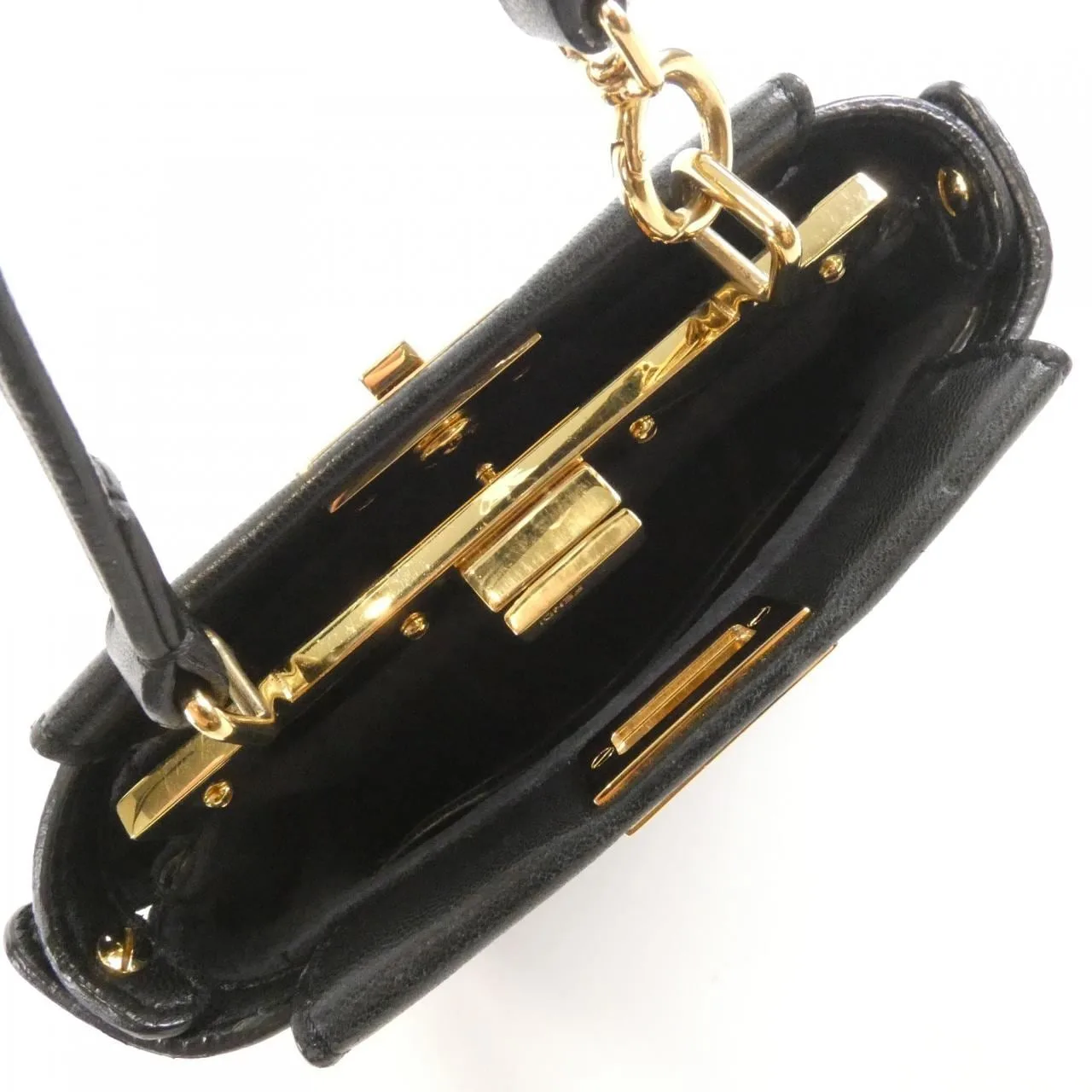 FENDI Peekaboo 8M0355 K47 Handbag Lambskin Black Lambskin Rank B - Thumbnail 9