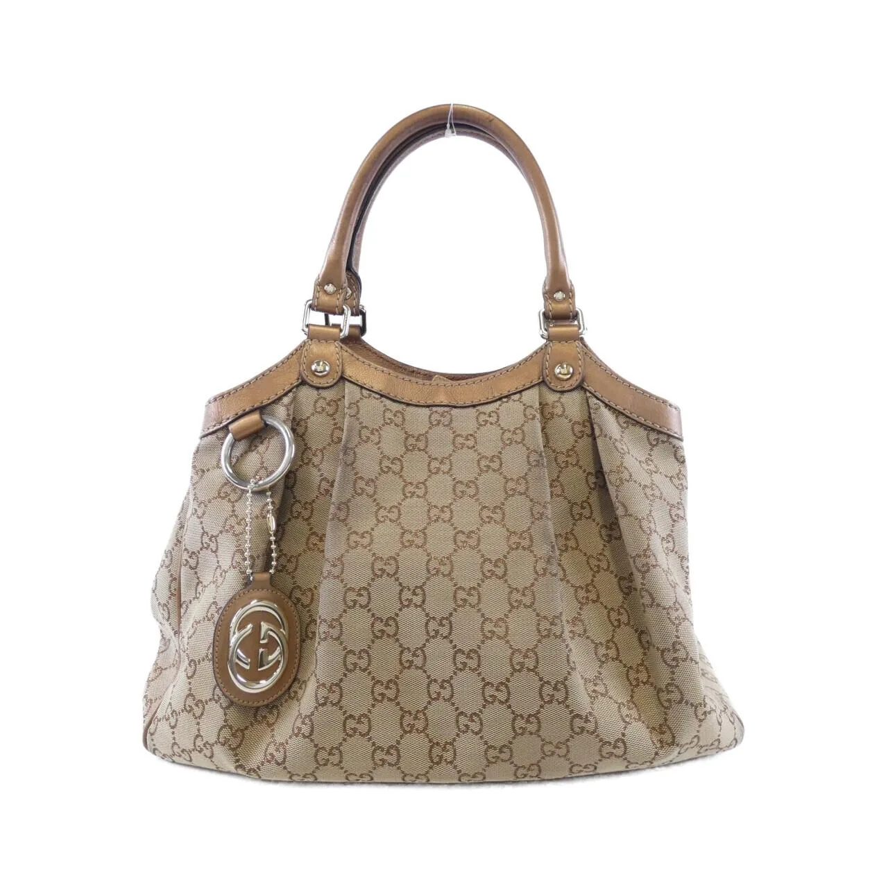 GUCCI 211944 Handbag Canvas Gold
