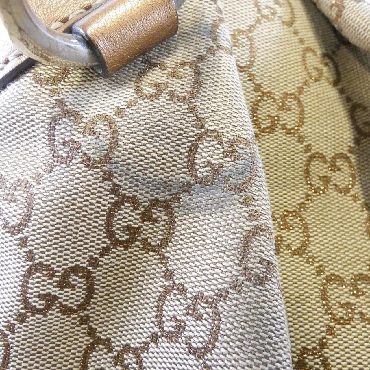 GUCCI 211944 Handbag Canvas 金色 帆布 中古品B - 縮圖 5