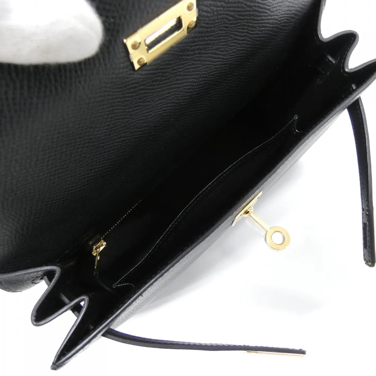 HERMES Kelly 038416CC Handbag Epsom Black Epsom Leather Rank A - Thumbnail 7