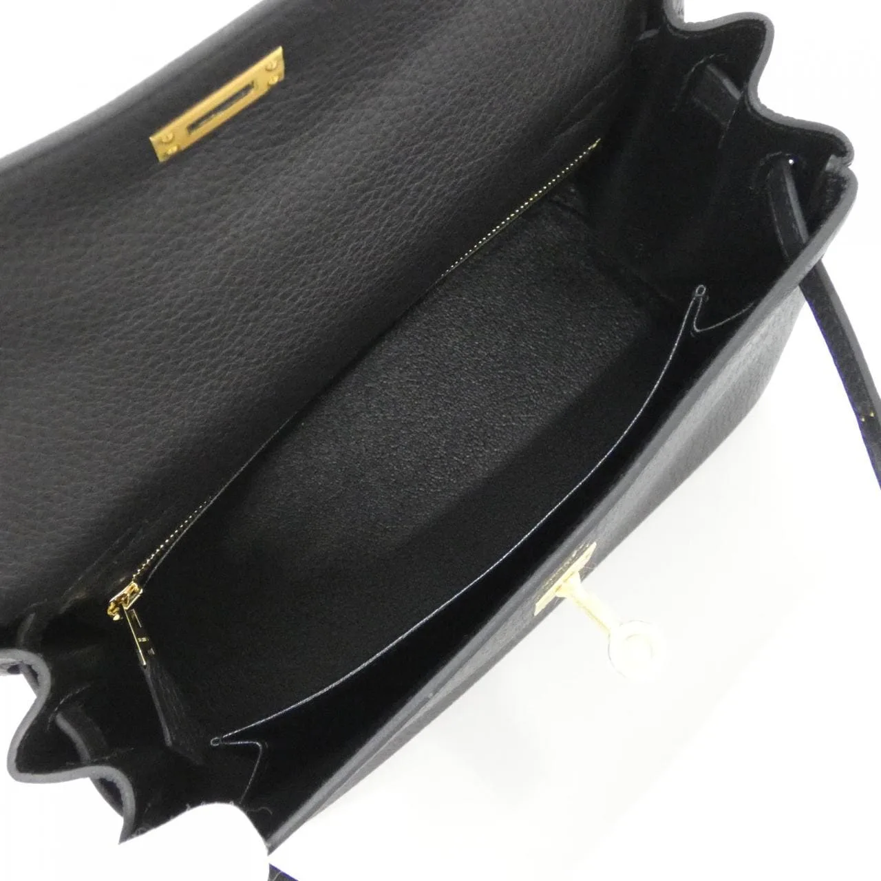HERMES Kelly Handbag Togo Black Togo Leather Unused - Thumbnail 6