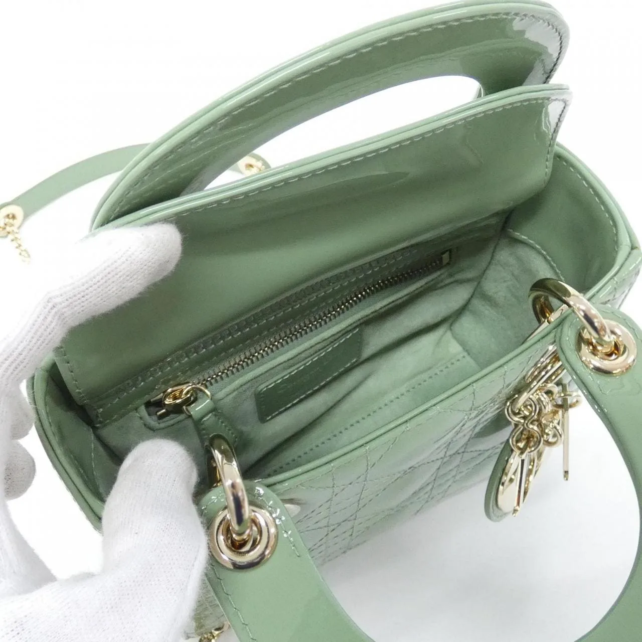 DIOR Lady Dior M0505OWCB Handbag Patent Leather 黑色 漆皮 中古品A - 縮圖 8