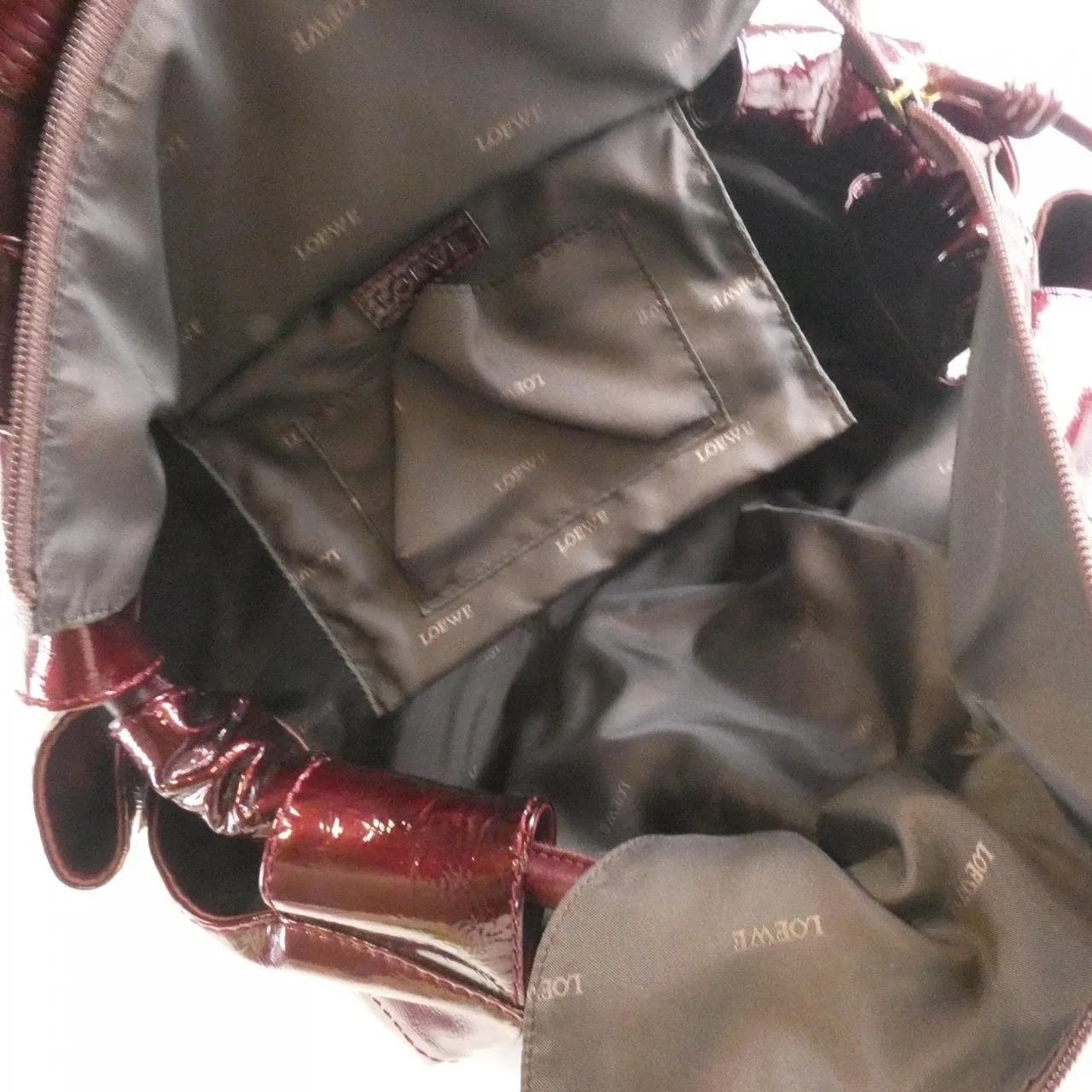 LOEWE 309 20 105 Handbag Patent Leather 黑色 漆皮 中古品B - 縮圖 6