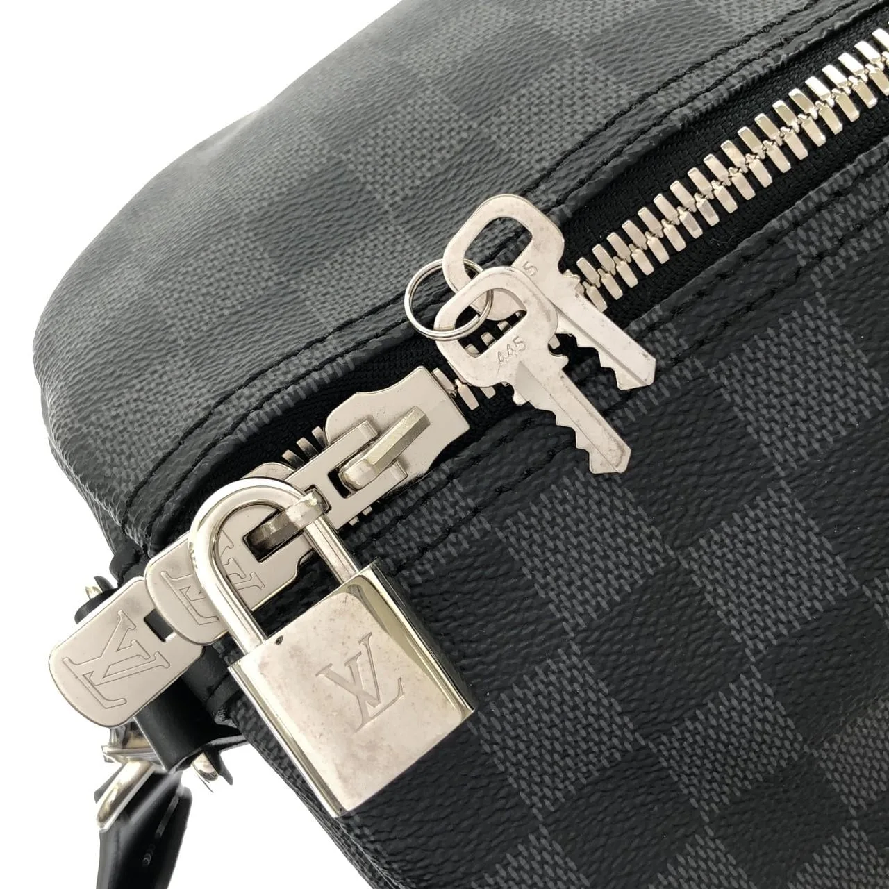 LOUIS VUITTON Keepall N41418 Boston Damier 黑色 Damier 中古品A - 縮圖 5